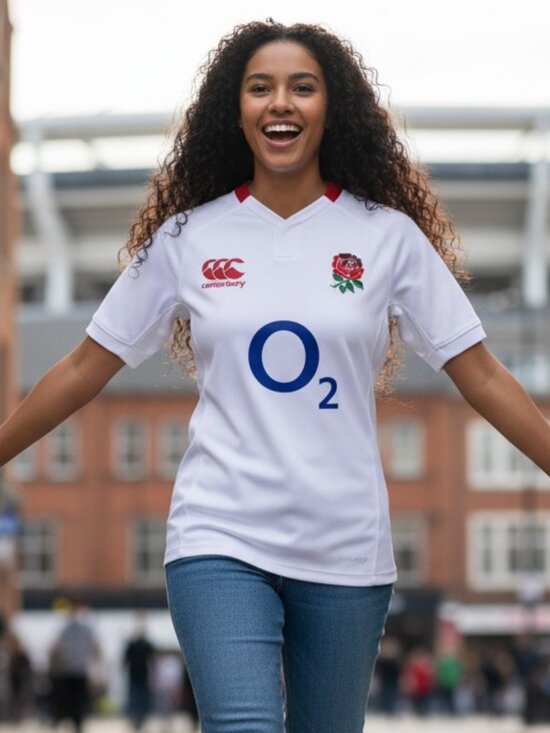 Canterbury Rugby Clothing Tops - Canterbury England Rugby VapoDri+ O2 Home Jersey White Women's Fan Gear sz L